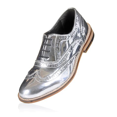 mens silver brogues|wide fit ladies brogues.